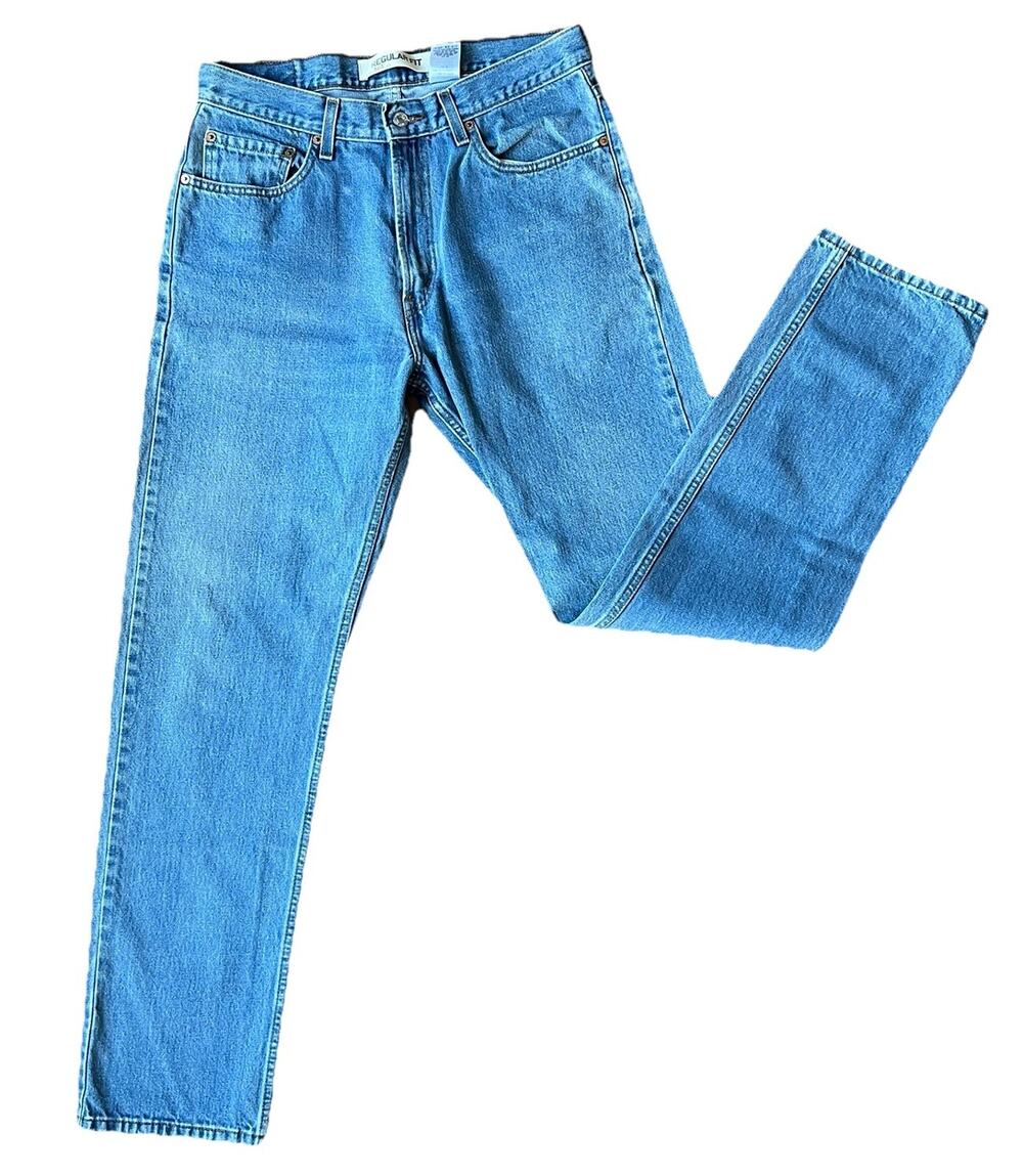Vintage Levis 505 Jeans Mens 34x34 Reg Straight Blue Denim 2005 Y2K 100% Cotton